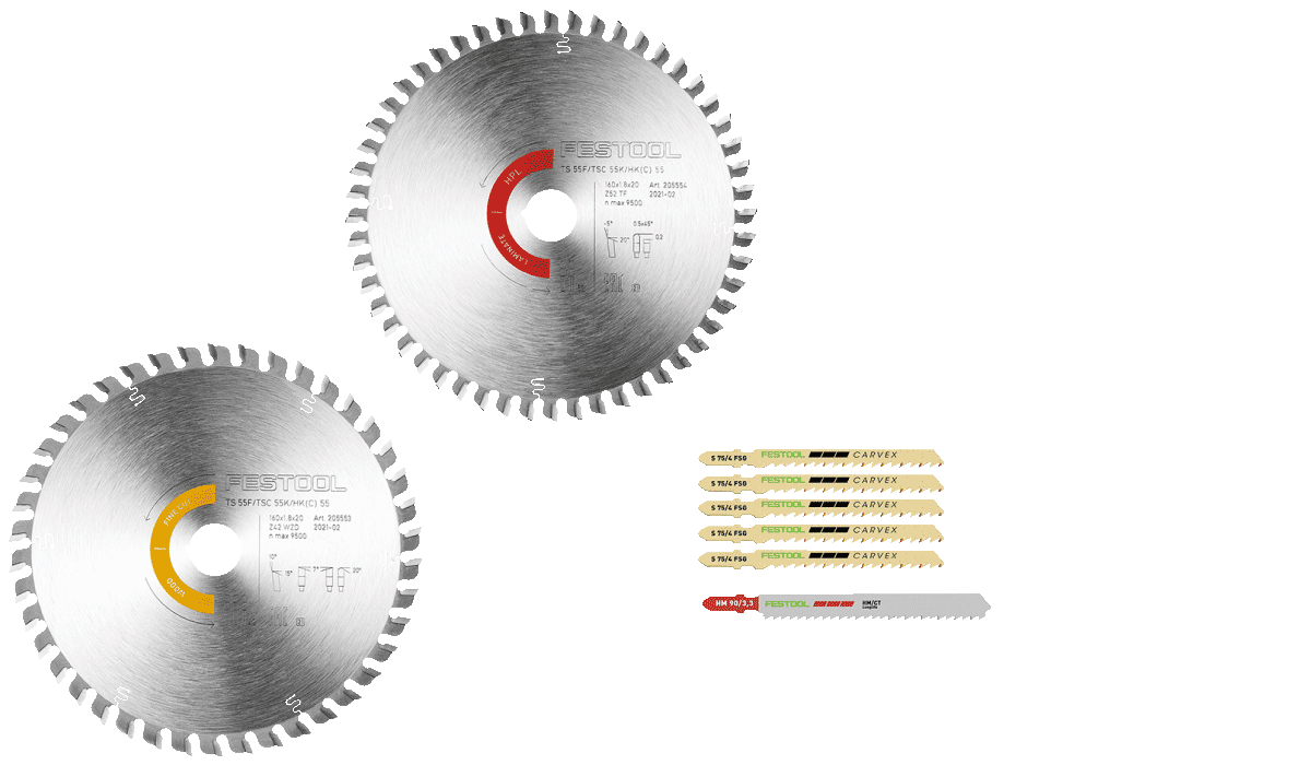 Festool Sägeblätter Set mit Carvex und Stichsägenblätter