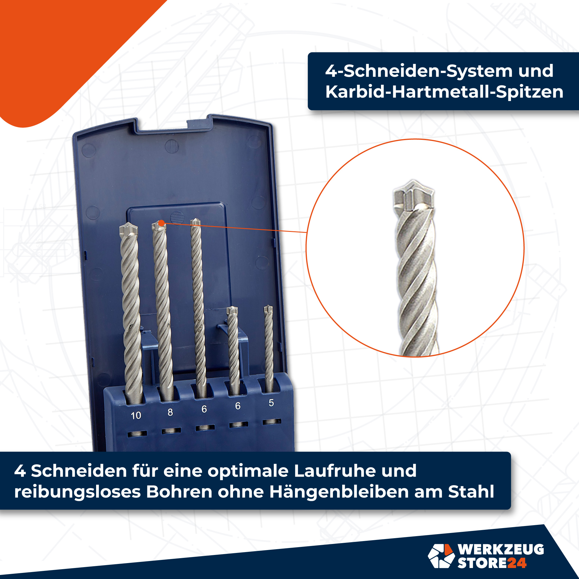 WS24 SDS-PLUS Hammerbohrersatz 4 -Schneider 5 tlg.  - WS24-100065