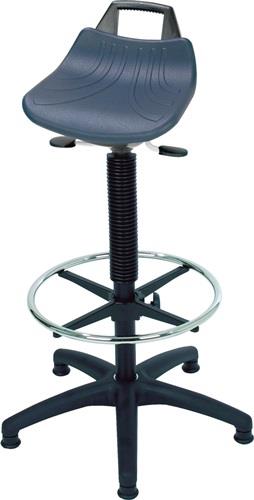 Stehhilfe PU-Integralschaum Sitz-H.610-860mm Ku.-Fußkreuz Fußr./Bodengl.LOTZ