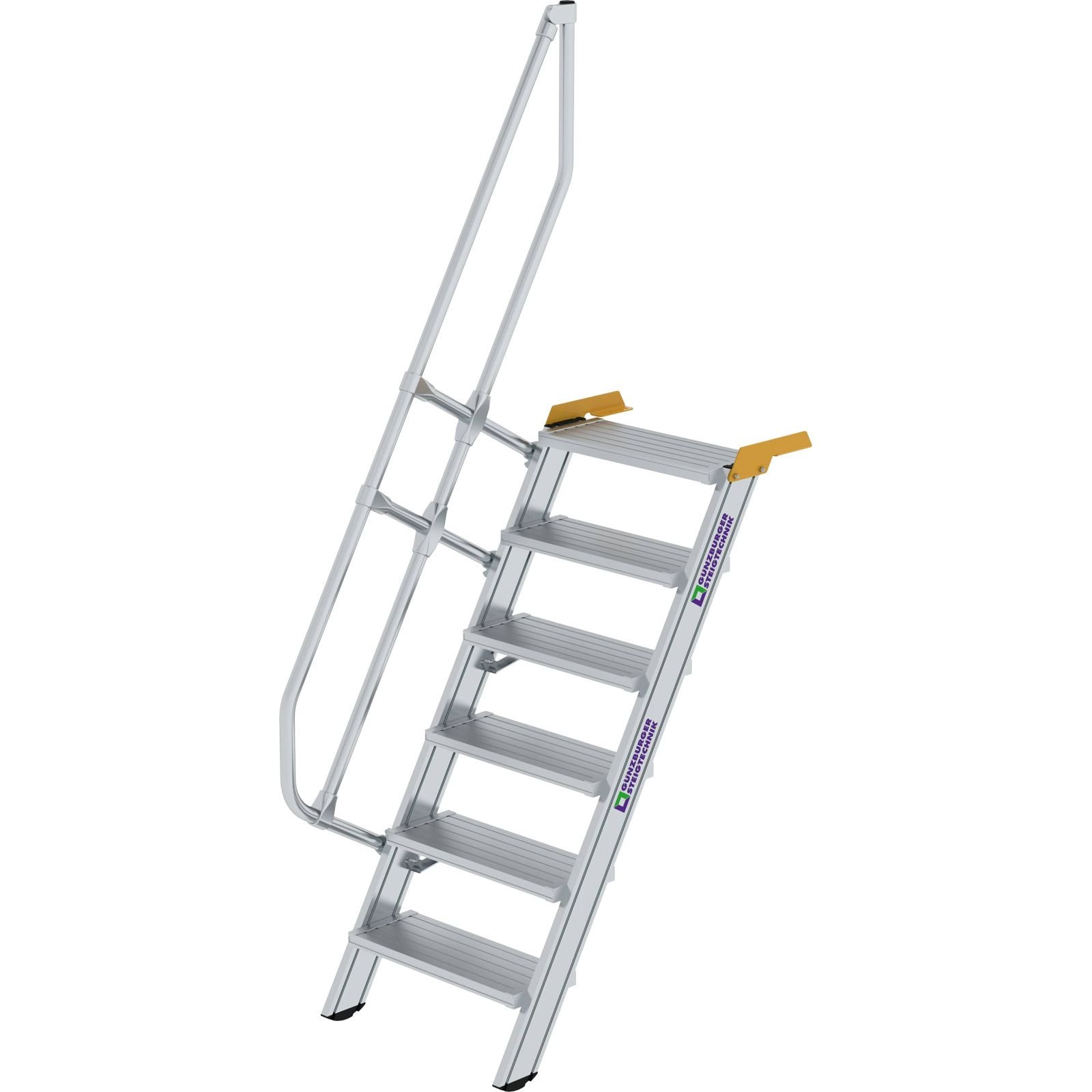 Günzburger Steigtechnik Treppe 60° Stufenbreite 600 mm 6 Stufen Aluminium geriffelt - 600206