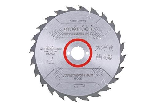 Kreissägeblatt precision cut wood professional D216xB2,4xBohrung30mm 48Z. WZ