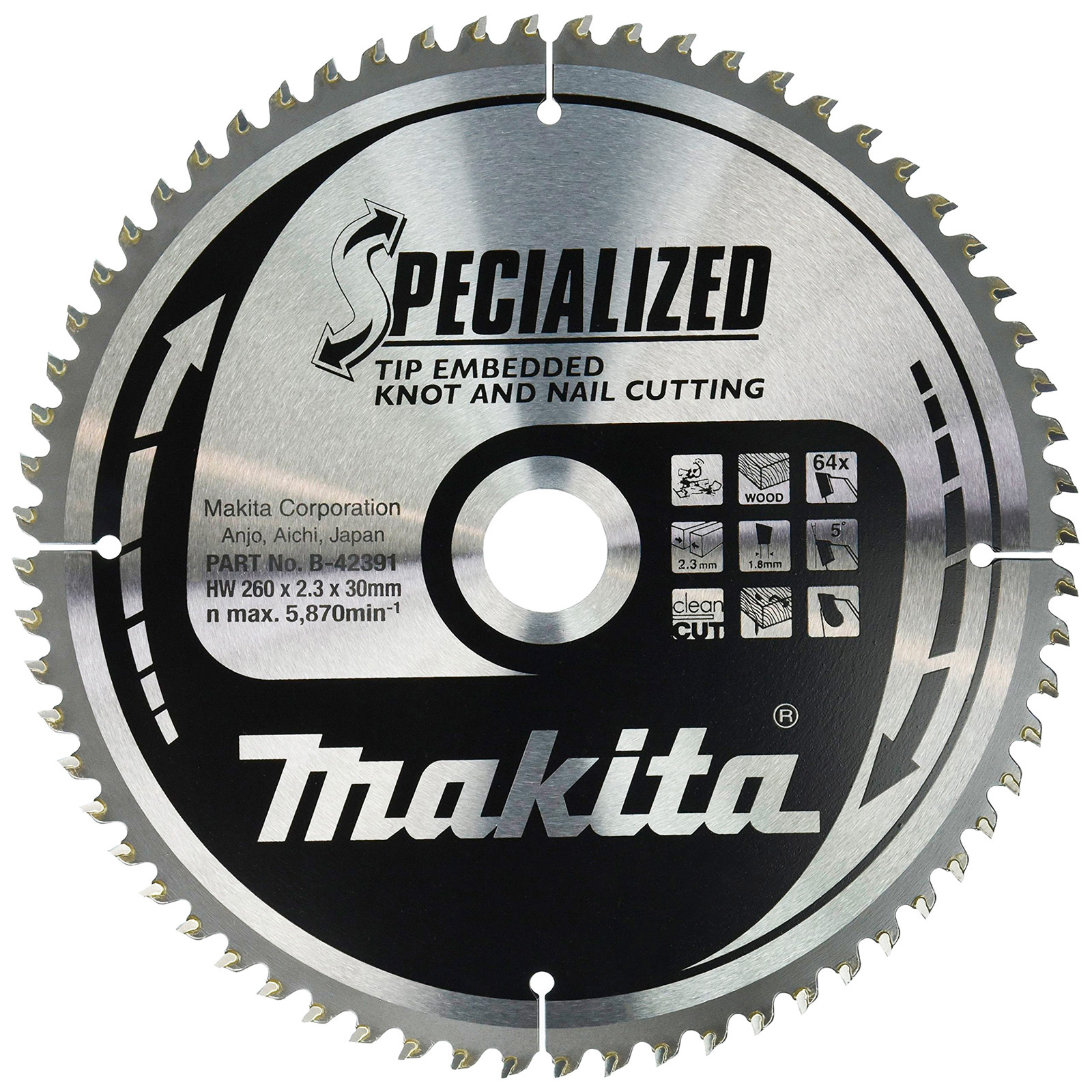 Makita SPECIALIZED Sägeblatt 260x30x64Z - B-42391