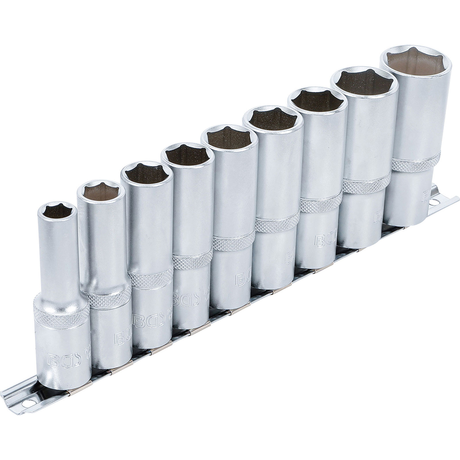 BGS Steckschlüssel-Einsatz-Satz Sechskant tief Antrieb Innenvierkant 12,5 mm (1/2") SW 10 - 24 mm 9tlg. - 2223