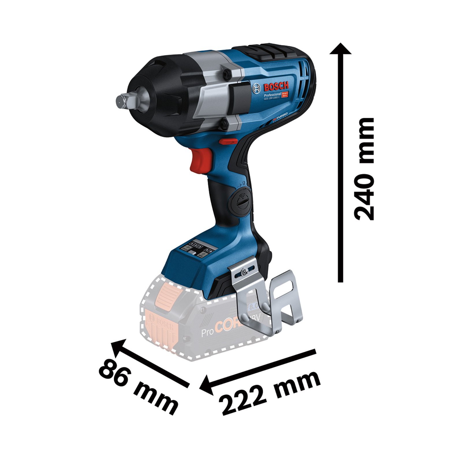 Bosch Akku-Drehschlagschrauber GDS 18V-1000 C Solo inkl. Bluetooth Modul in L-Boxx - 06019J8001