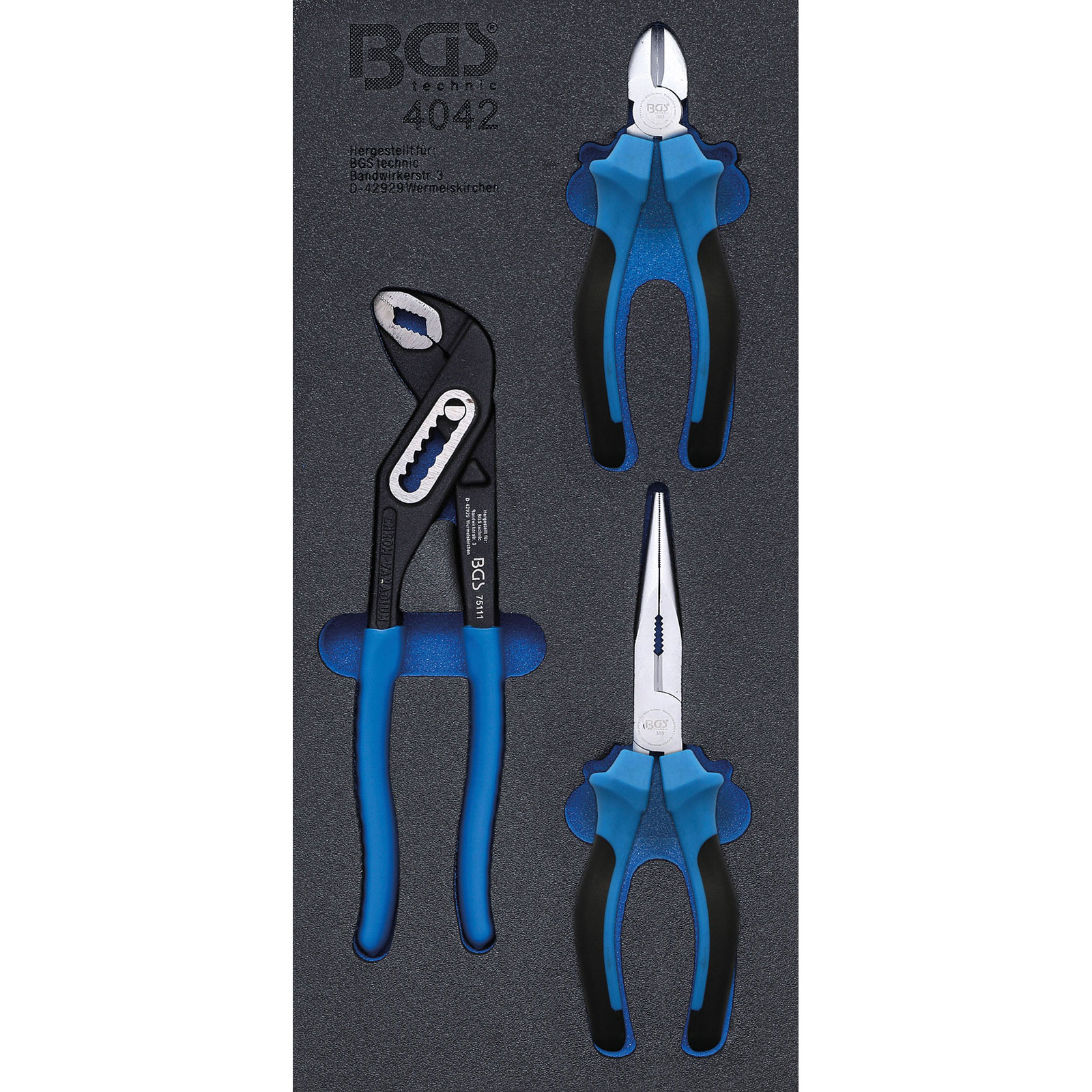 BGS Werkstattwageneinlage 1/3: Zangen-Satz 3tlg. - 4042