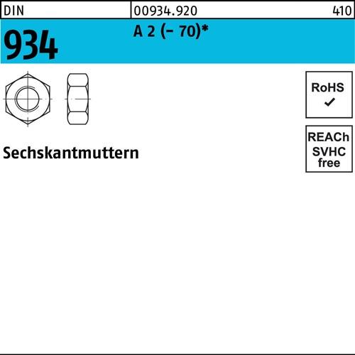 Sechskantmutter DIN 934 M3 A 2 (- 70) 1000 Stück