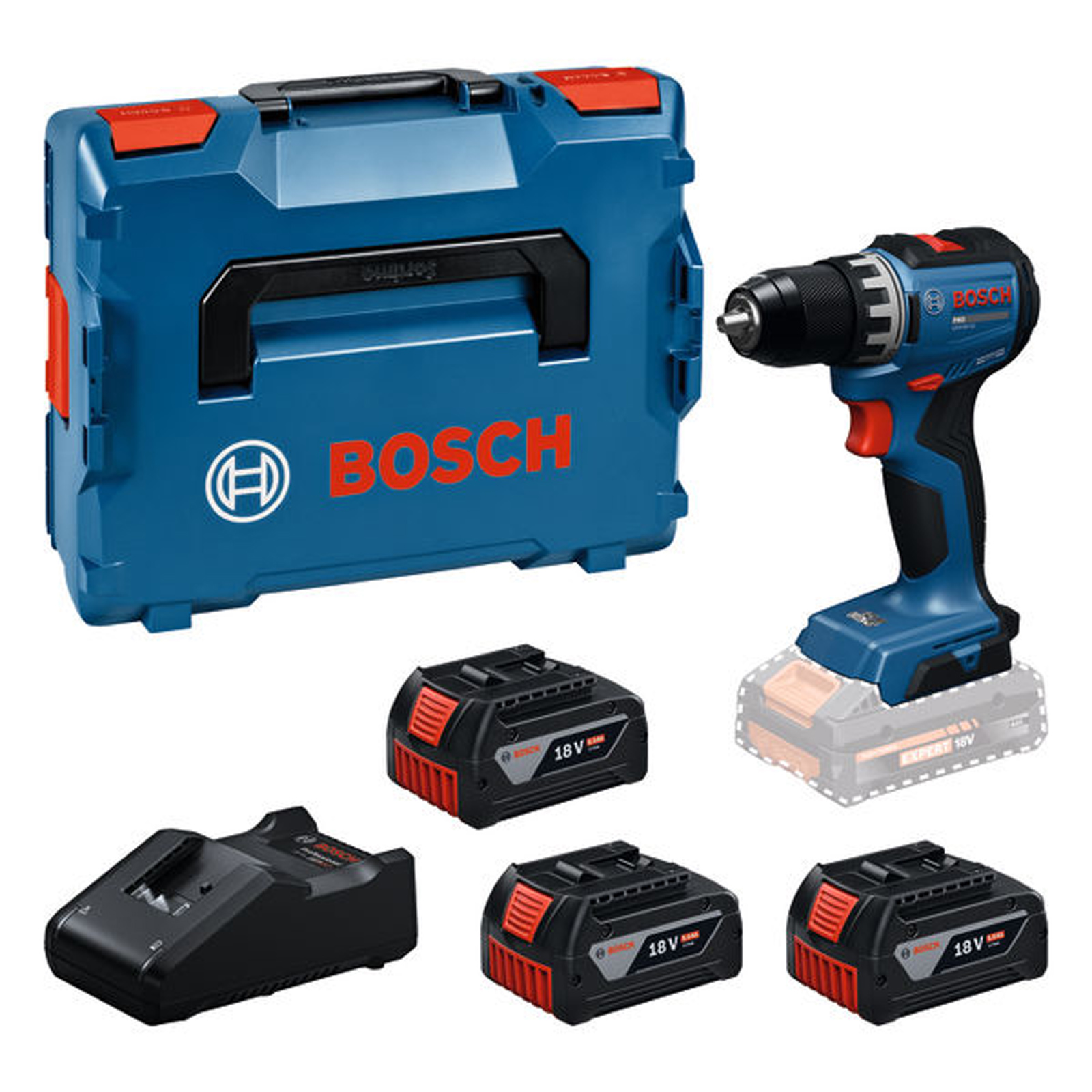 Bosch Akku-Bohrschrauber GSR18V-52 / 3x Akku GBA 18V 5.0Ah in L-BOXX - 06019S0027