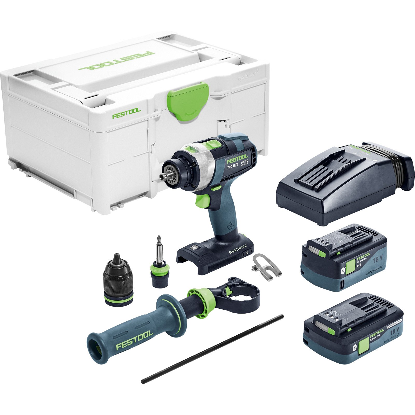 Festool Akku-Schlagbohrschrauber TPC 18/4 5,0/4,0 I-Plus QUADRIVE / 1x 4,0 1x 5,0 Akku + Ladegerät + Zubehör im Systainer - 577651