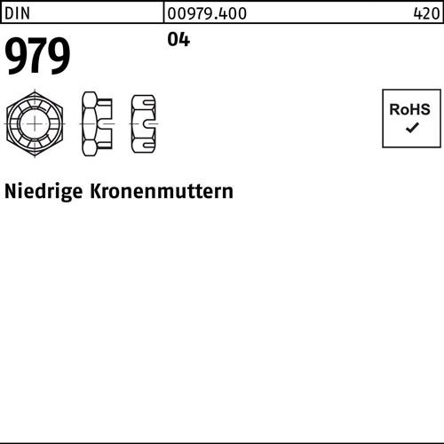 Kronenmutter DIN 979 niedrig M16 Automatenstahl 50 Stück