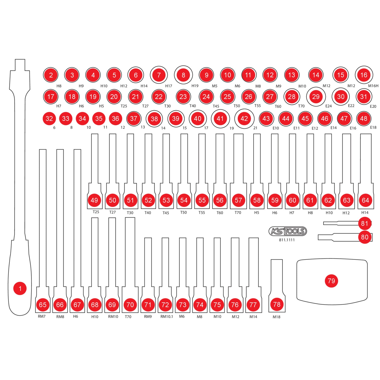 KS TOOLS leere Schaumstoffeinlage zu 811.1111 - 811.1111-97