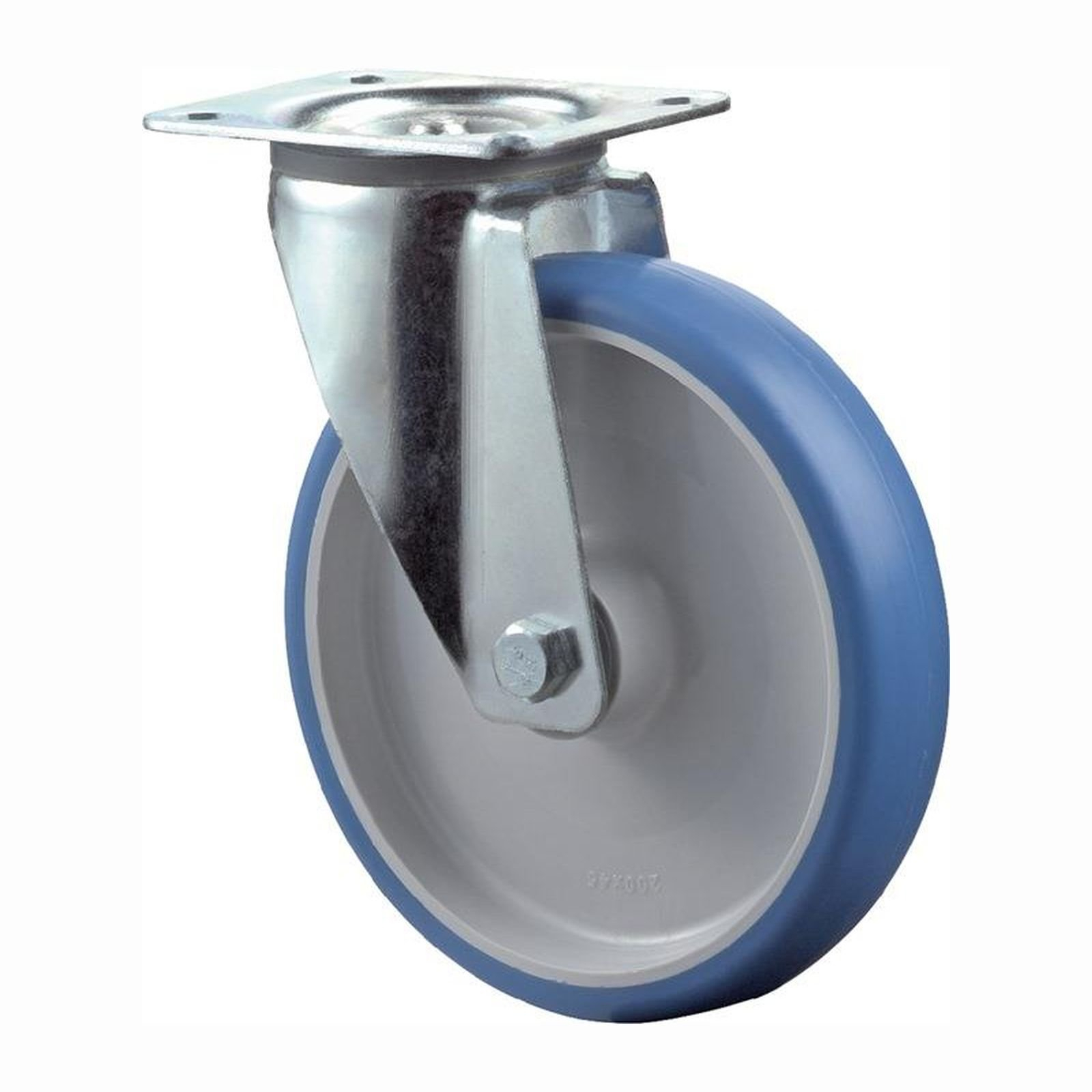 BS Rollen Lenkrolle mit Anschraubplatte Polyurethan blau Rollenlager 80 mm 125 kg - L400.B36.080
