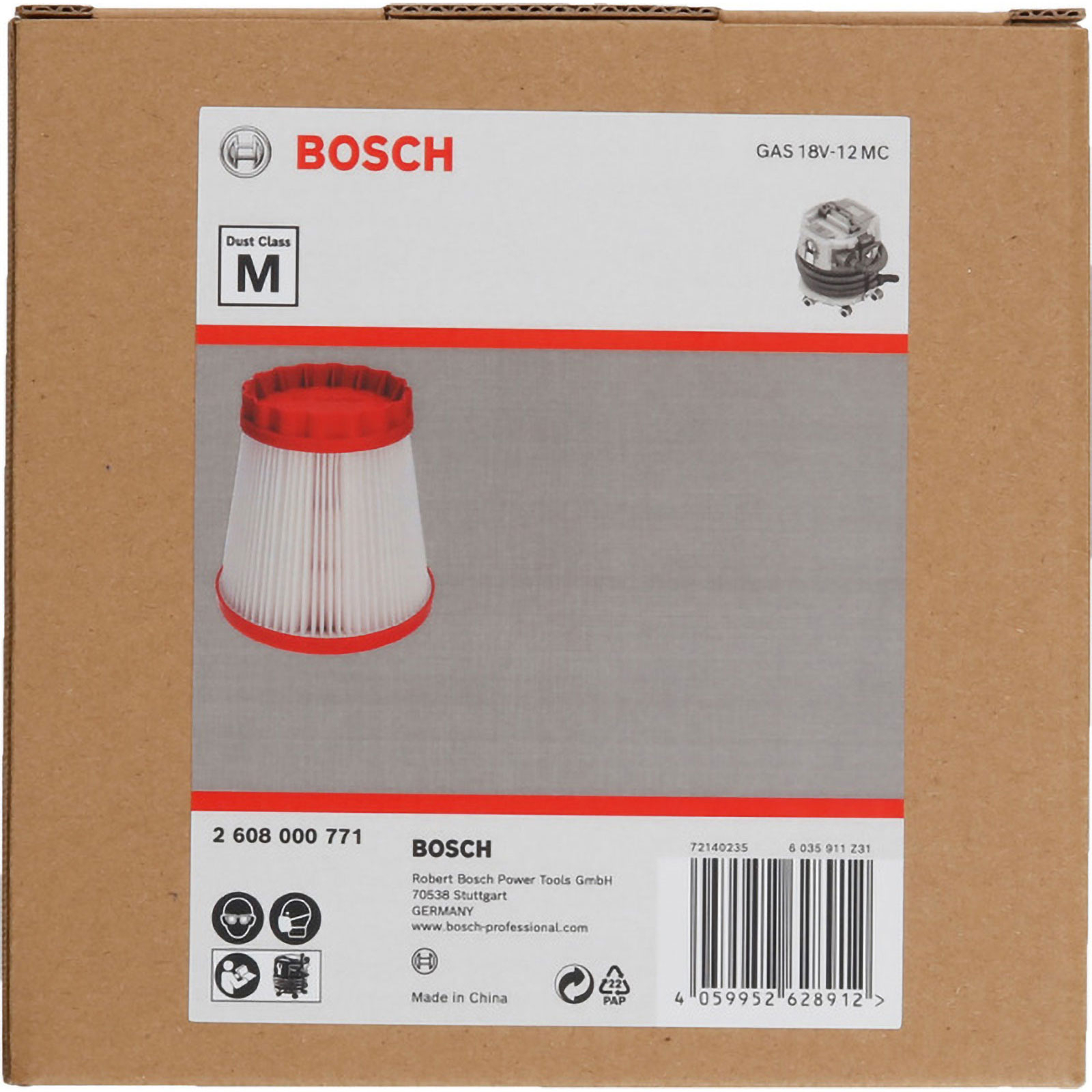 Bosch Filter Klasse M, 158 x 158 x 160 mm. Für Staubsauger - 2608000771