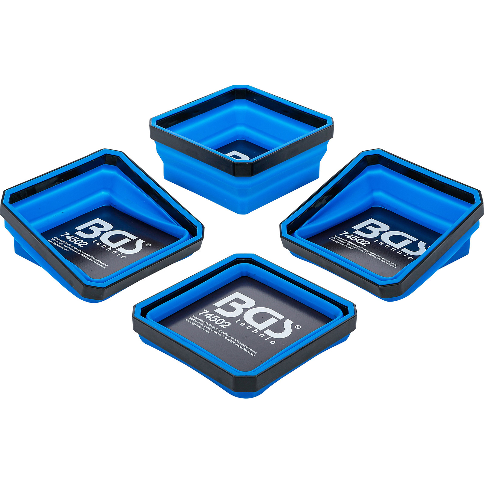 BGS Magnet-Haftschalen-Satz Silikon faltbar 115 x 115 x 50 mm 4tlg. - 74502