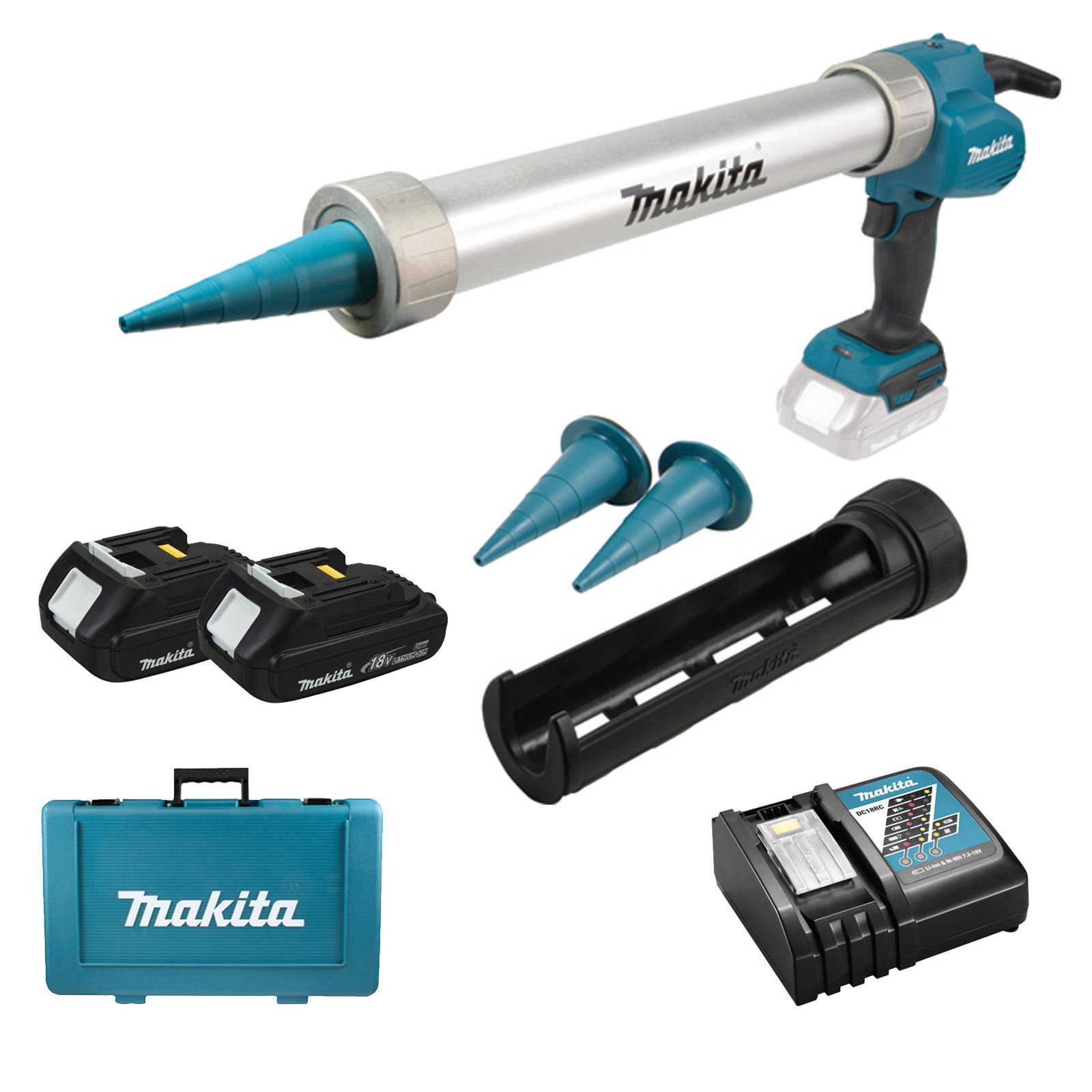 Makita DCG180RYEX Akku-Kartuschenpistole 18 V / 2x 1,5 Ah Akku + Ladegerät in Transportkoffer