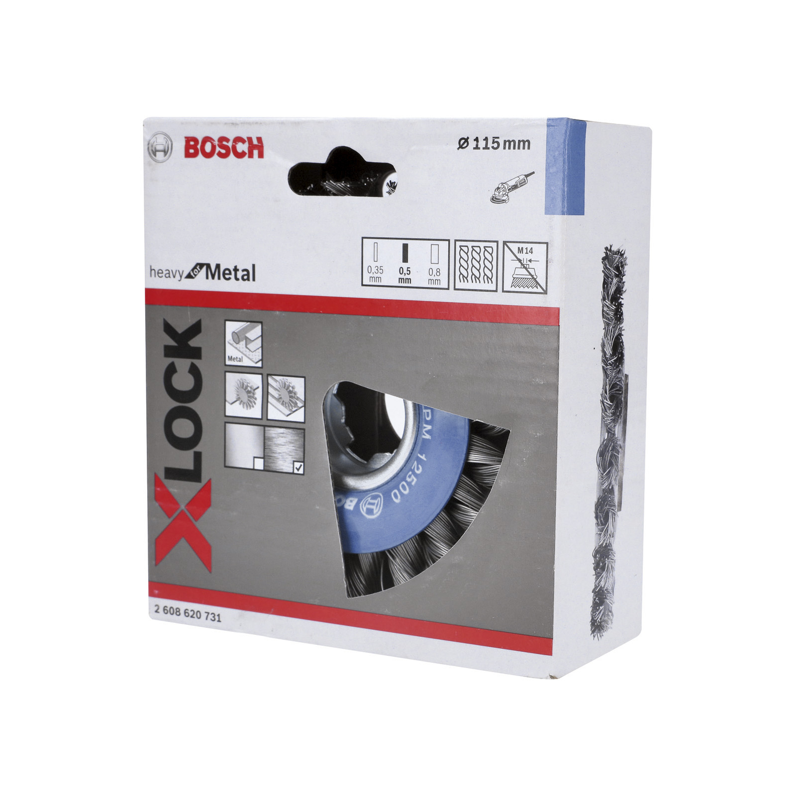 Bosch X-LOCK Scheibenbürste Heavy for Metal 115 mm gezopfter Stahldraht Drahtstärke 0,5 mm - 2608620731