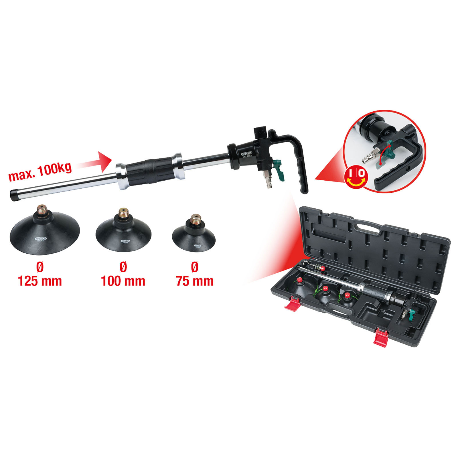 KS TOOLS Druckluft-Ausbeulhammer-Satz 5tlg. - 140.2080