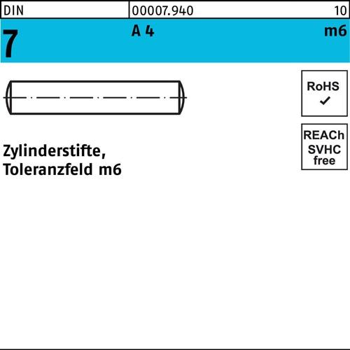 Zylinderstift DIN 7 10 m6x 36 A 4 50 Stück