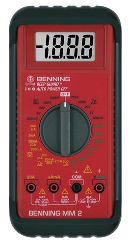 BENNING Multimeter MM 2 0,1 mV-750 V AC, 0,1 mV-1000 V DC - MM II 044028