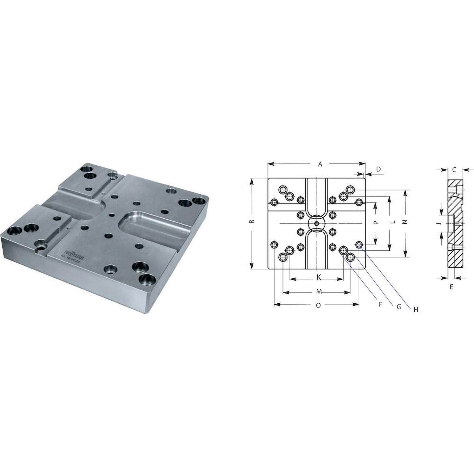 Röhm Standard-Grundplatte GP, 290x270mit DUO-Turm mit NC-Kompaktspanner, für RKE 125 / RKE-M 125 / RKD-M 125 - 164020