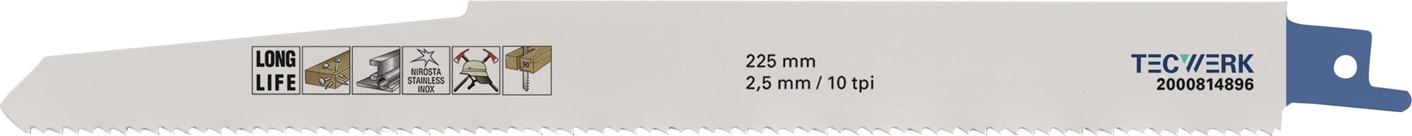Säbelsägeblatt L.225mm B.22mm TPI 10 2,5mm 3 St./Karte TW