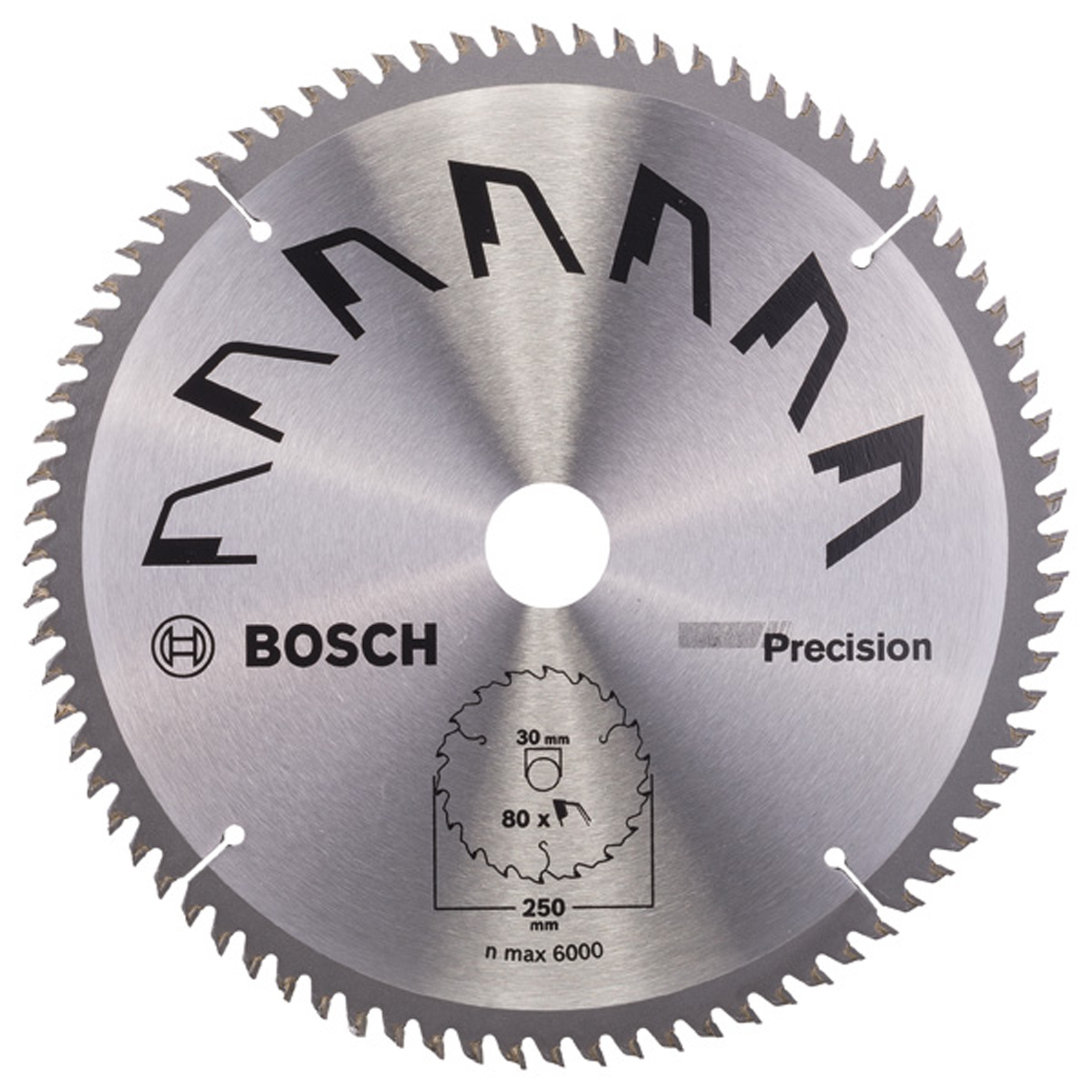 Bosch Kreissägeblatt PRECISION D= 250 mm Bohrung= 30 mm Z= 80 - 2609256882