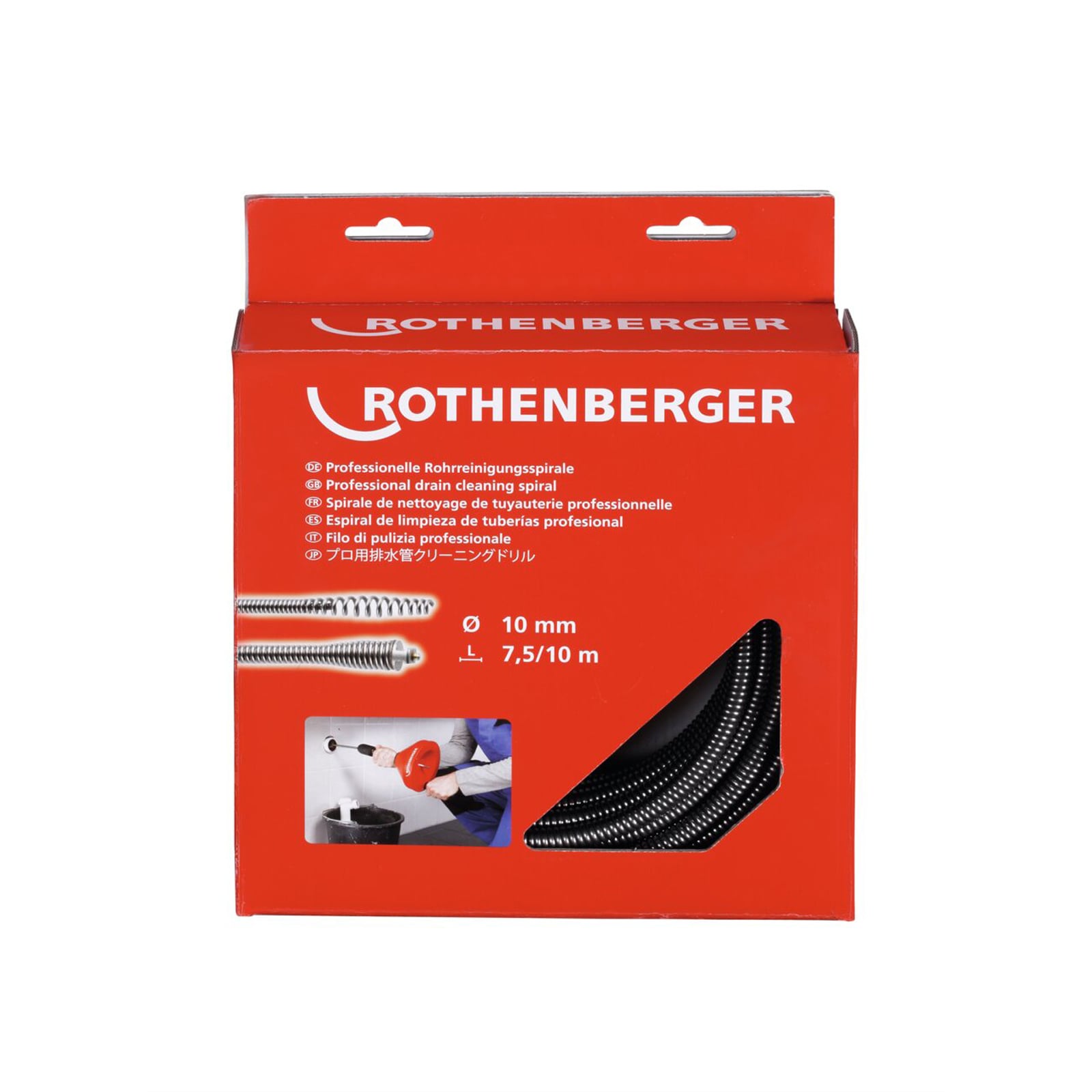 ROTHENBERGER Spiralwerkzeug L.10m Wellen-D.10mm m.Keulenkopf - 72422