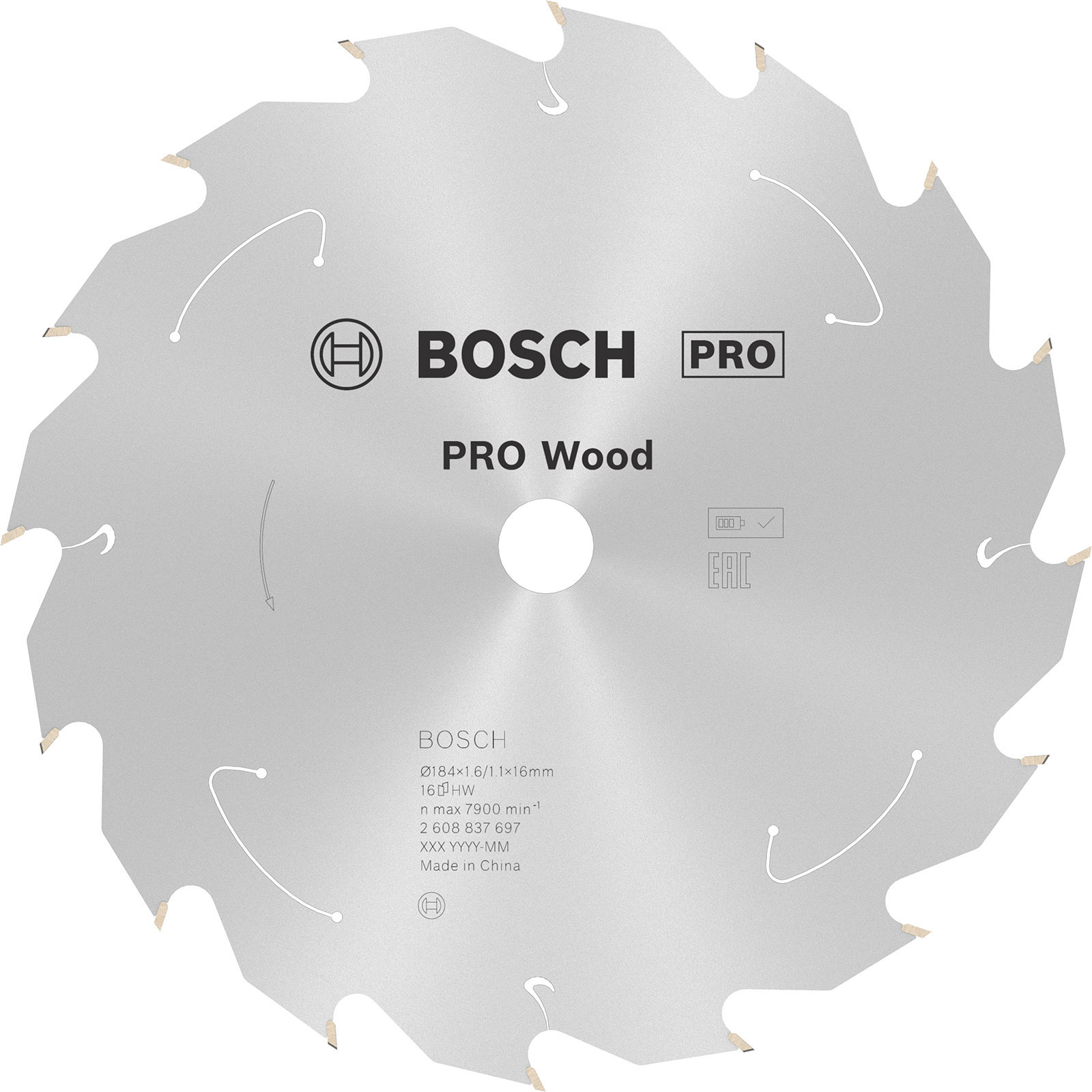 Bosch PRO Wood cordless Blatt für Kreissägen 184 x 1,6 x 16 mm - 2608837697