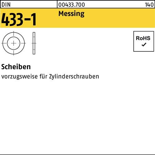 Scheibe DIN 433-1 21x34x3 Messing 50 Stück