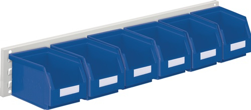 RasterPlan Sichtlagerkastenset H140xB920xT250mm Stahlblech/Polyethylen Ku.blau 6xGr.6 - 4202.51.5413