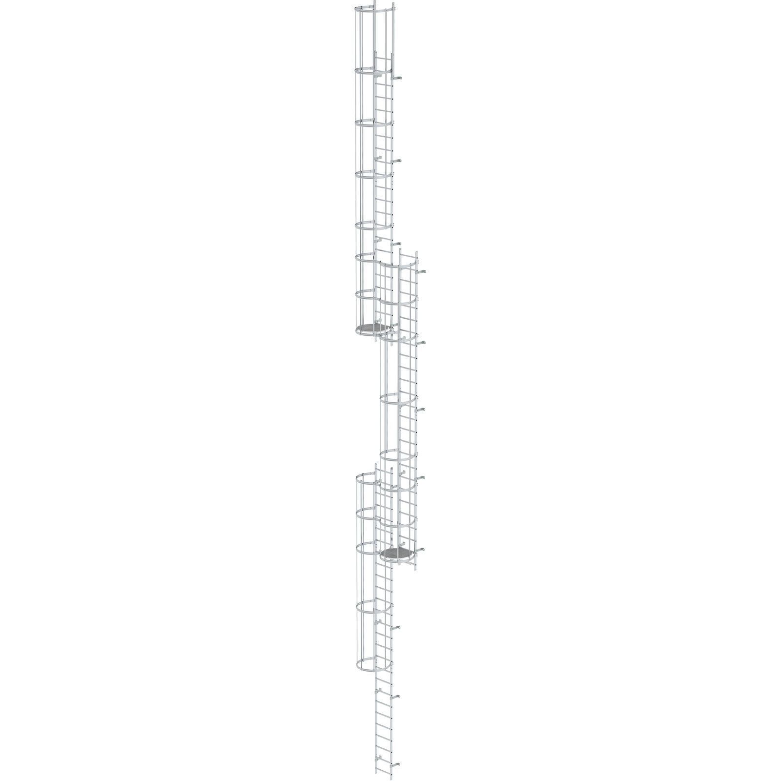 Günzburger Steigtechnik mehrzügige Steigleiter mit Rückenschutz (Notleiter) Aluminium blank 18 m - 510260