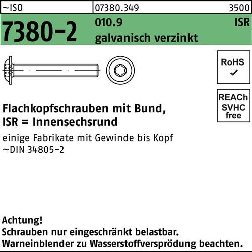 Flachkopfschraube ISO 7380-2 Bund/ISR M4x6-T20 10.9 galv.verz. 500St.
