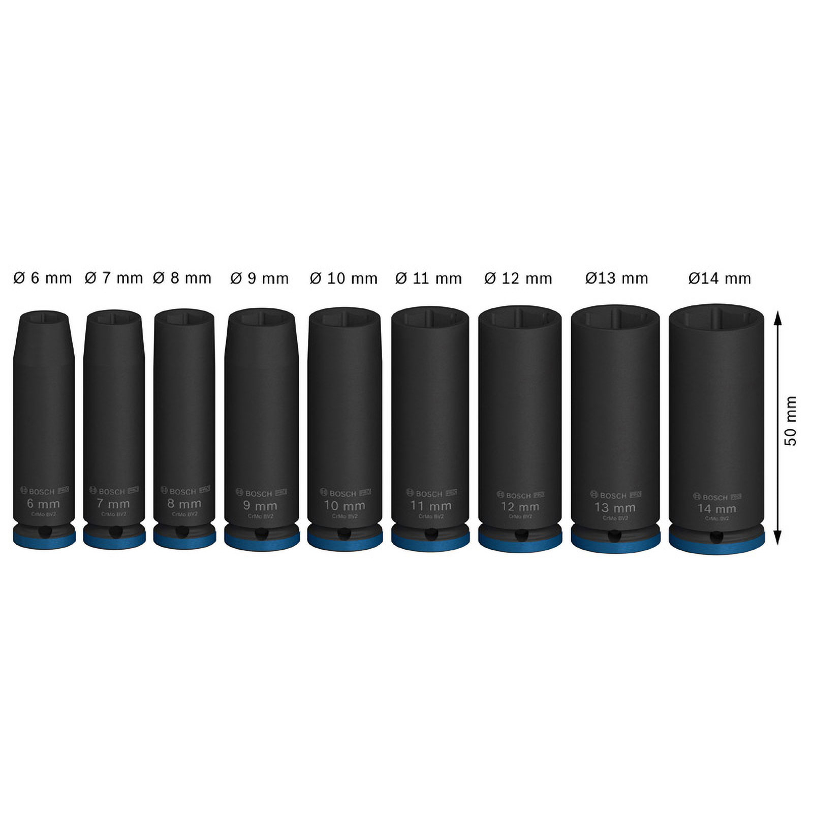 Bosch PRO Impact Socket Set, 1/4 Zoll, tief, 9‑tlg. - 2608003035