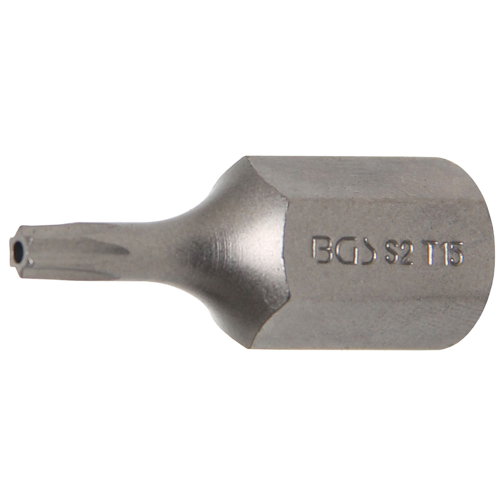 BGS Bit Antrieb Außensechskant 10 mm (3/8") T-Profil (für Torx) mit Bohrung T15 - 4615