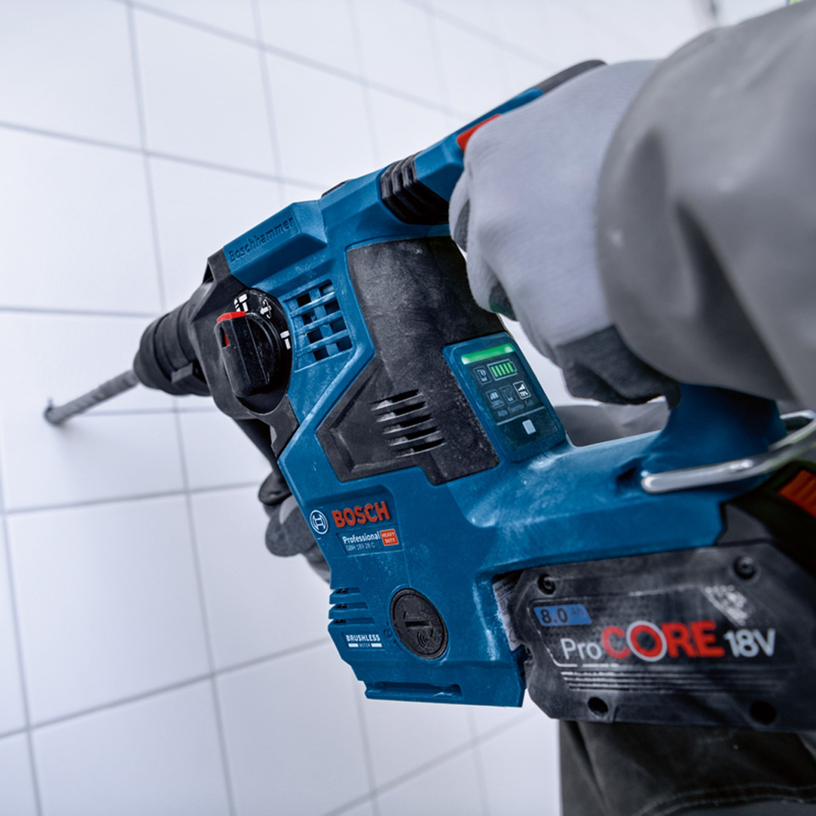 Bosch Akku-Bohrhammer GBH 18V-28 C / 2x 8,0 Ah ProCORE + Ladegerät in L-Boxx 238