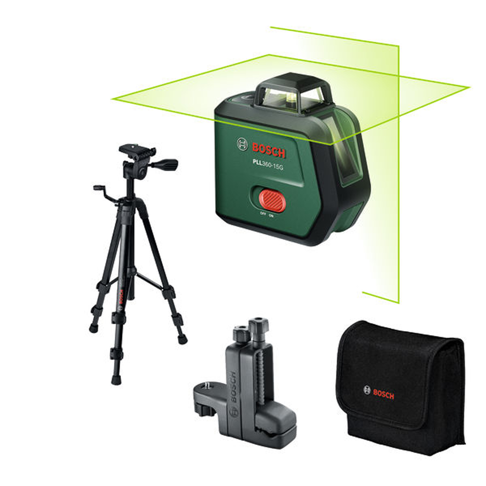 Bosch Kreuzlinien-Laser PLL360-15G Premium Set, 1 x Akku BA 3.6V 2.0Ah in Tasche - 0603663K02