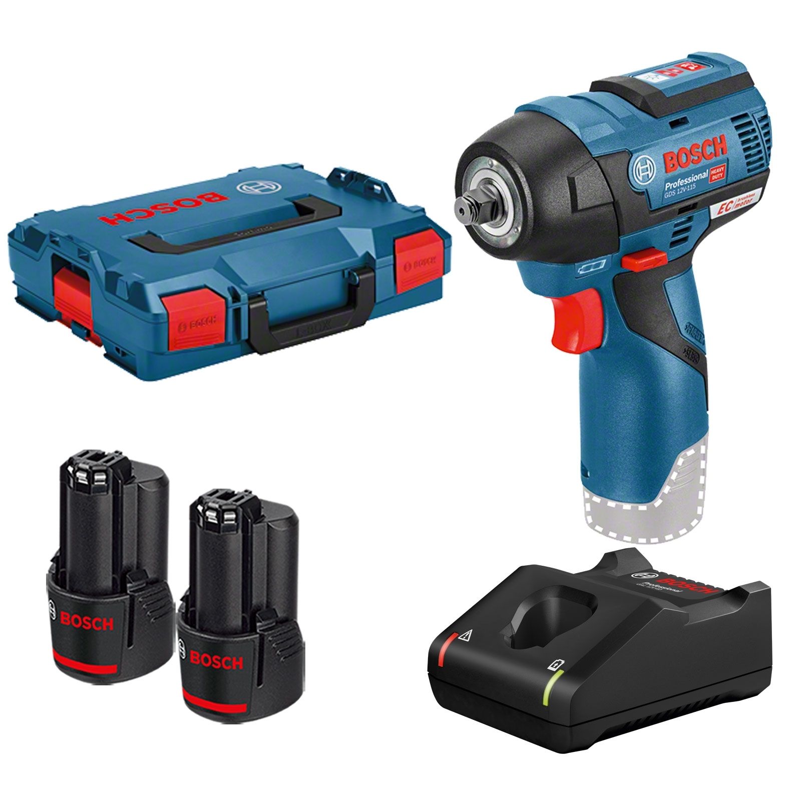 Bosch Akku-Drehschlagschrauber GDS 12V-115 12 V / 2 x 3,0 Ah Akku + Ladegerät in L-Boxx - 06019E0103