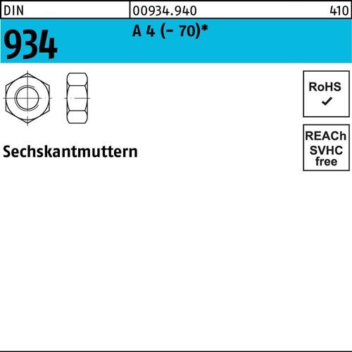 Sechskantmutter DIN 934 M3 A 4 (- 70) 1000 Stück