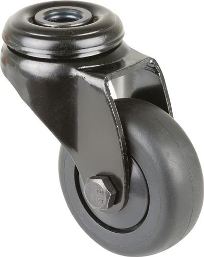 Lenkrolle D.50mm Trgf.50kg m.Rückenloch Ku.Kugell.Gum.schwarz BS ROLLEN