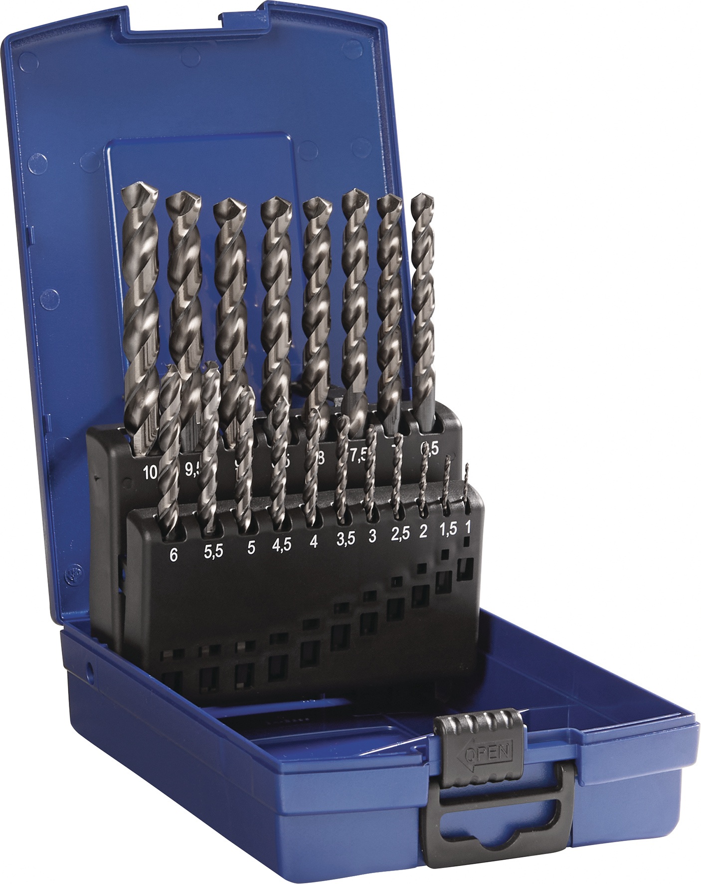 Spiralbohrersatz DIN 338 Typ TFL D.1-10x0,5mm HSS-Co5 fasennitr.19tlg.TECWERK