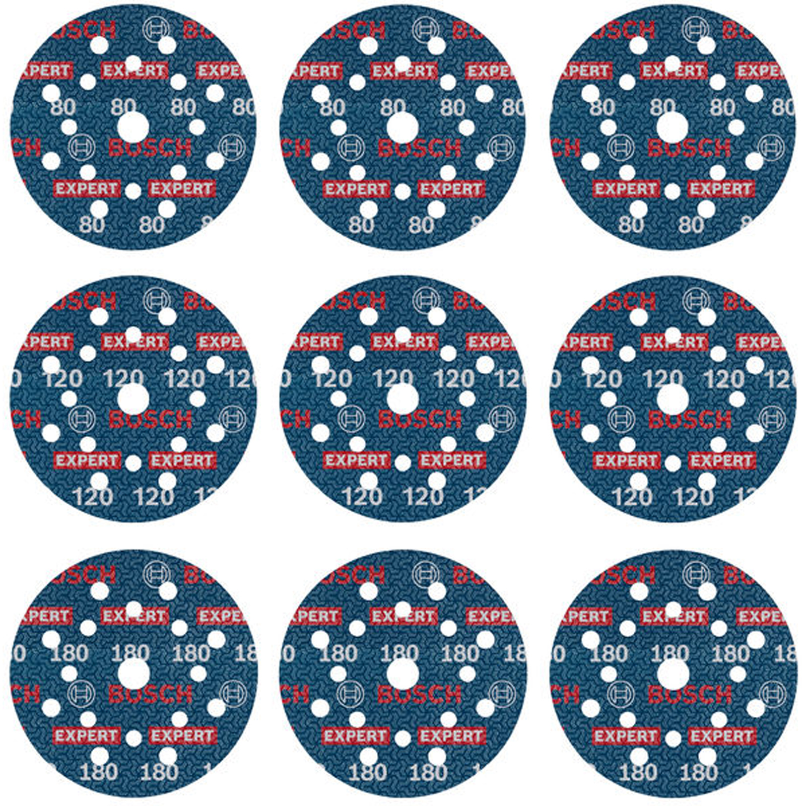 Bosch EXPERT O780 Folienschleifscheiben-Set 125 mm G80 G120 G180 9tlg. - 2608902407