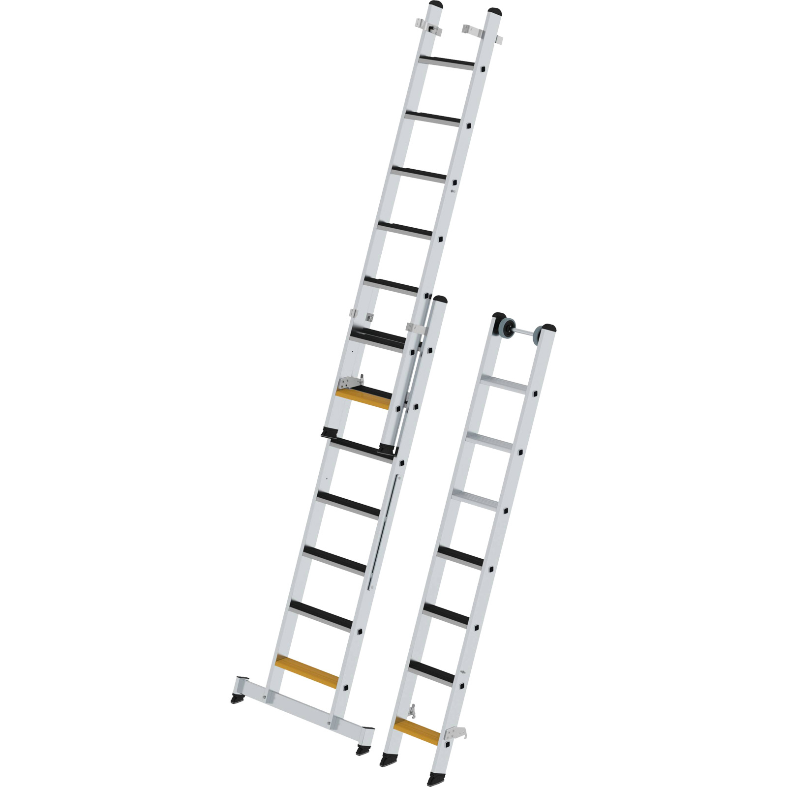 Günzburger Steigtechnik Stufen-Mehrzweckleiter 3tlg. mit nivello-Traverse und clip-step R13 3 x 7 Stufen - 033322