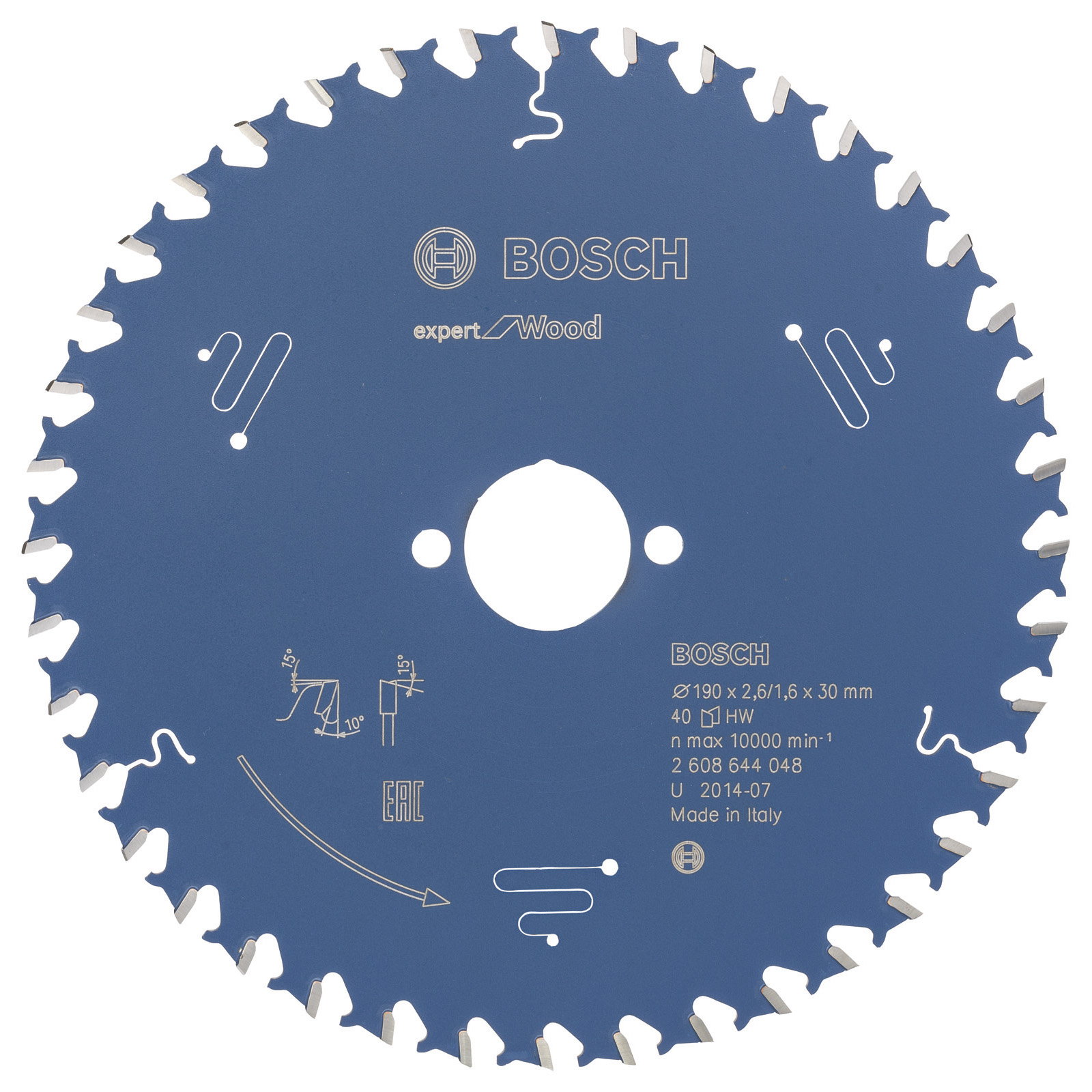 Bosch Kreissägeblatt Expert for Wood für Handkreissägen 190 x 30 x 2,6 mm 40 - 2608644048