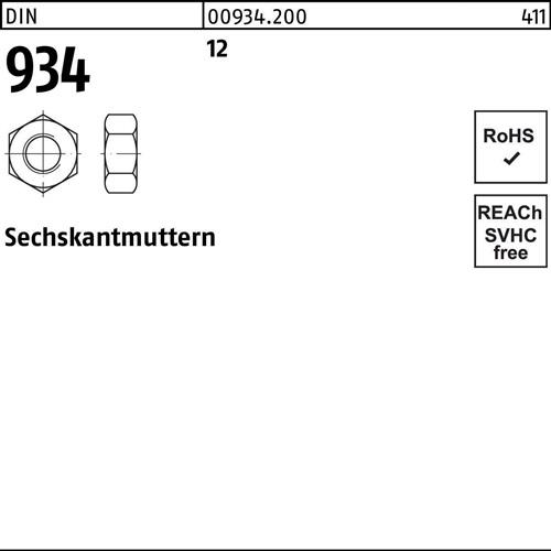 Sechskantmutter DIN 934 M20 12 50 Stück