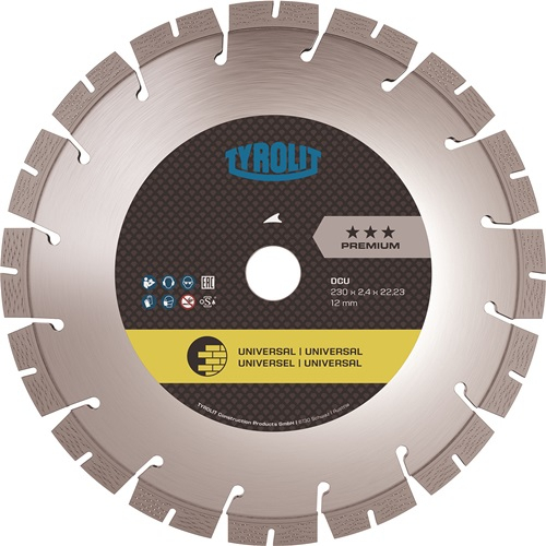 TYROLIT Diamanttrennscheibe DCU Premium D.230mm Bohr.22,23mm Bau univ.12mm - 34468871