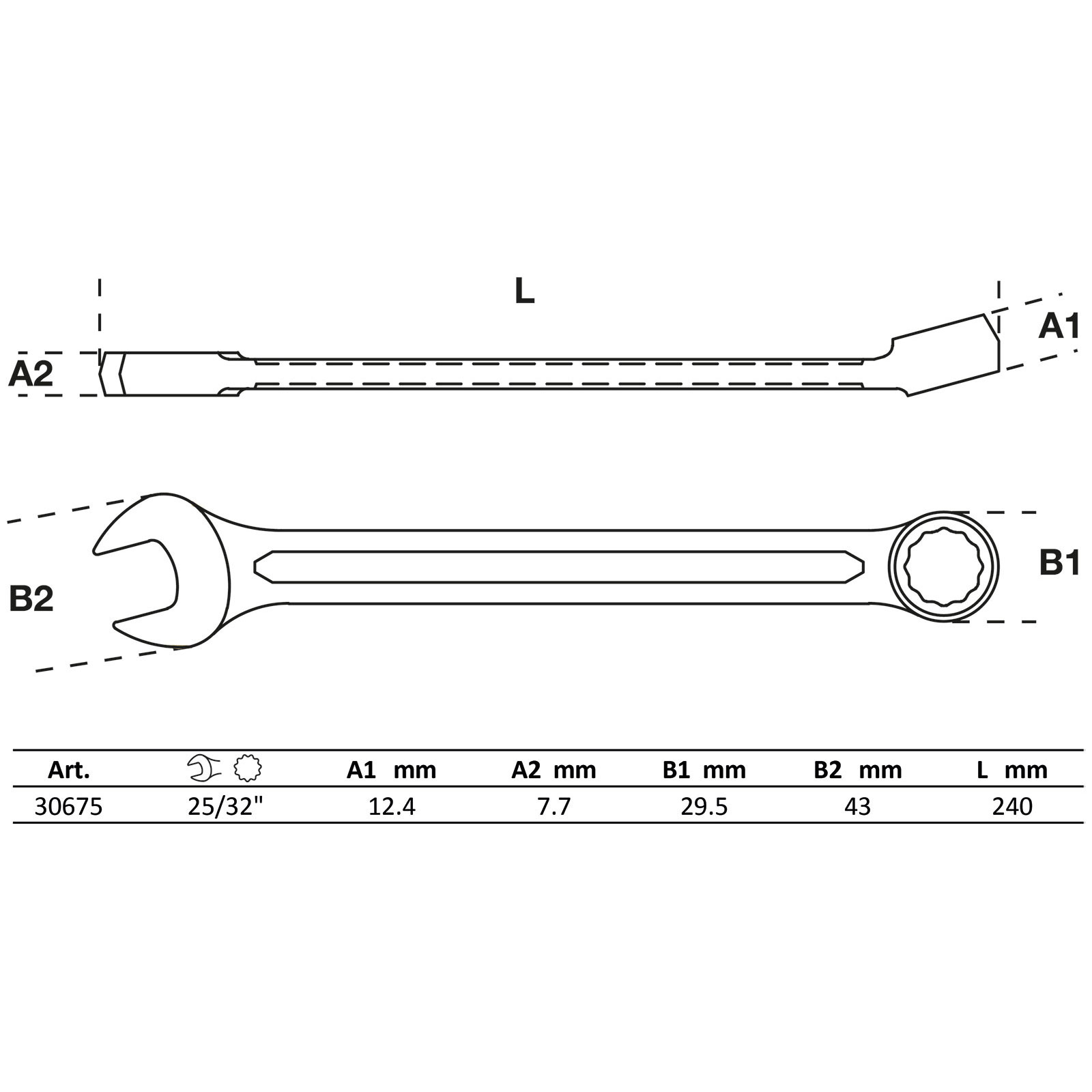 BGS Maul-Ringschlüssel SW 25/32" - 30675