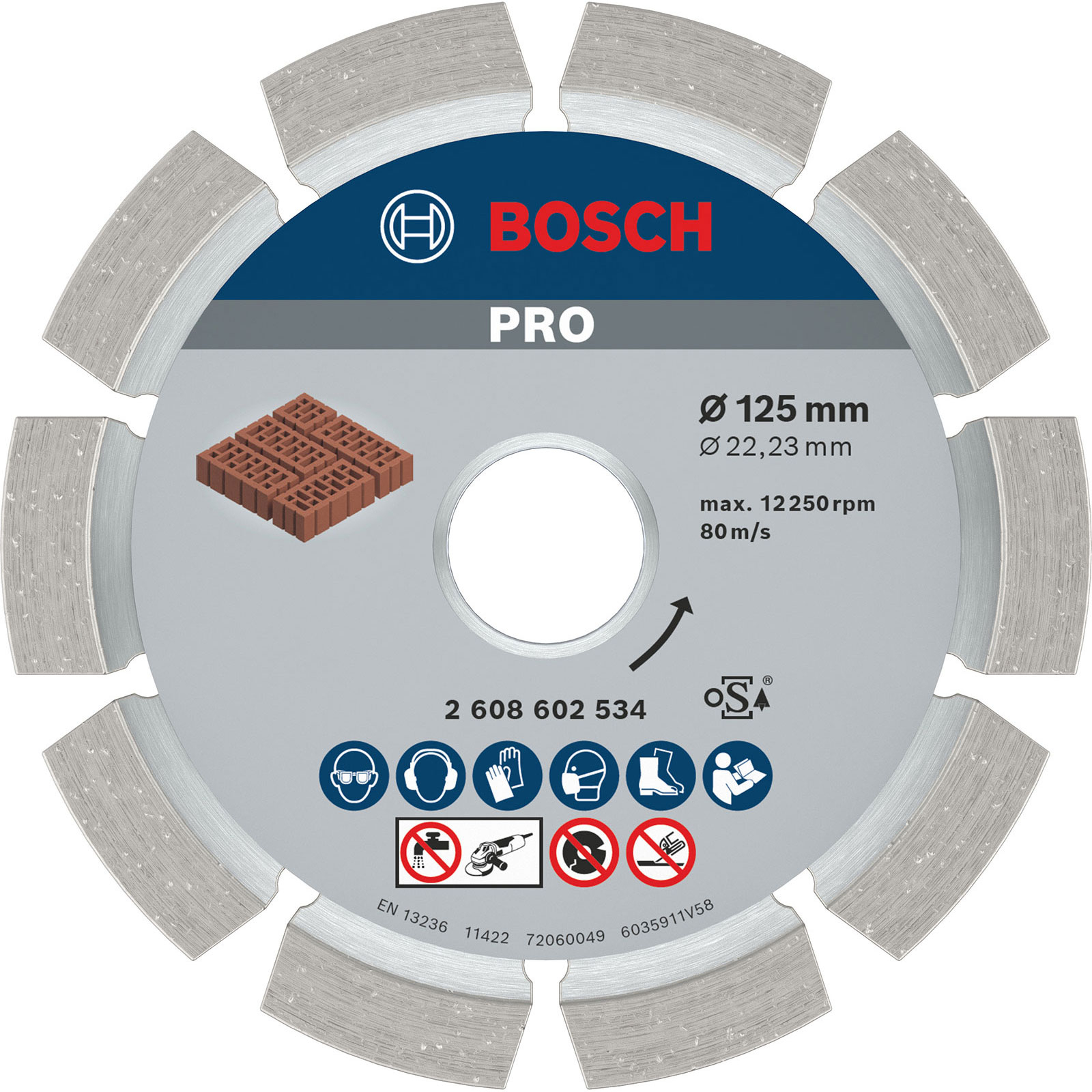 Bosch PRO Mortar Diamanttrennscheibe 125 x 22,23 mm - 2608602534