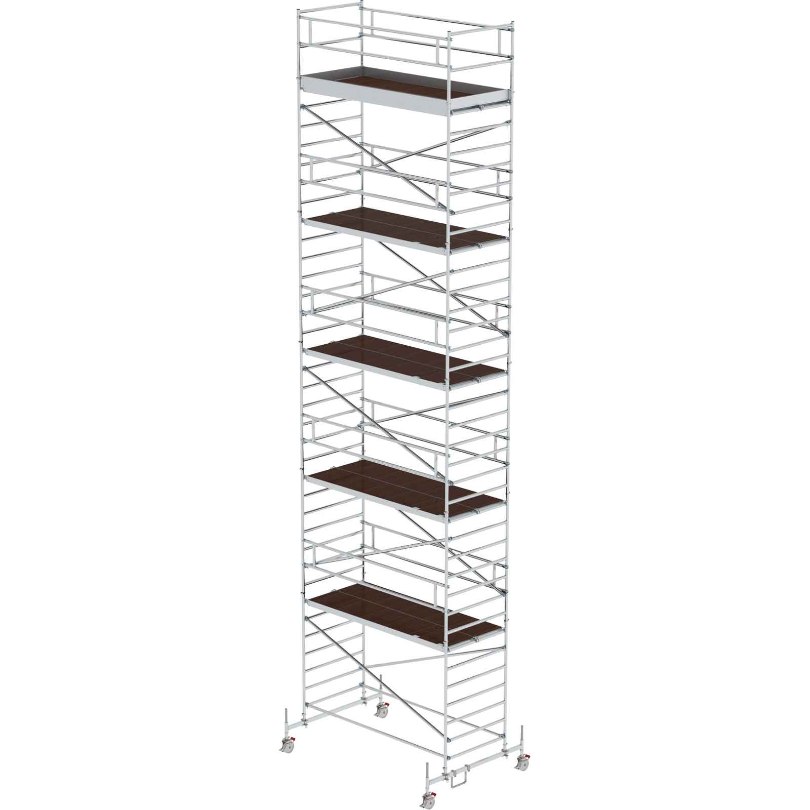 Günzburger Steigtechnik Rollgerüst 1,35 x 3 m mit Fahrbalken und Doppel-Plattform Plattformhöhe 10,45 m - 175036