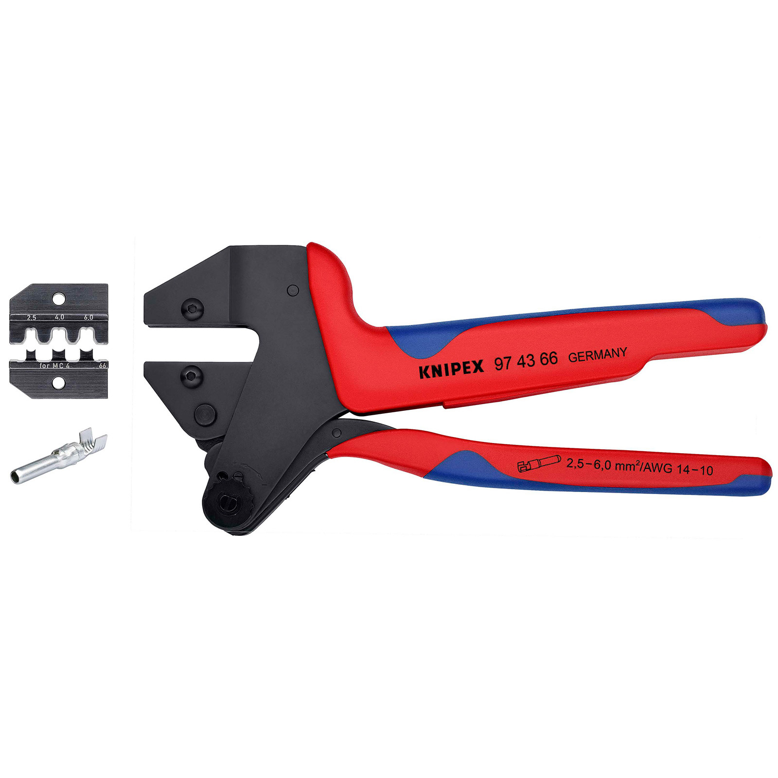 Knipex Crimp-Systemzange MC4 brüniert, mit Mehrkomponenten-Hüllen 200 mm - 974366