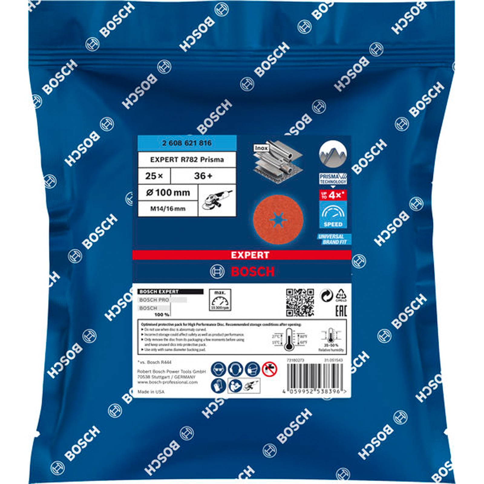 Bosch EXPERT R782 Prisma Ceramic Fiberscheibe, 100 mm, 16 mm, K 36