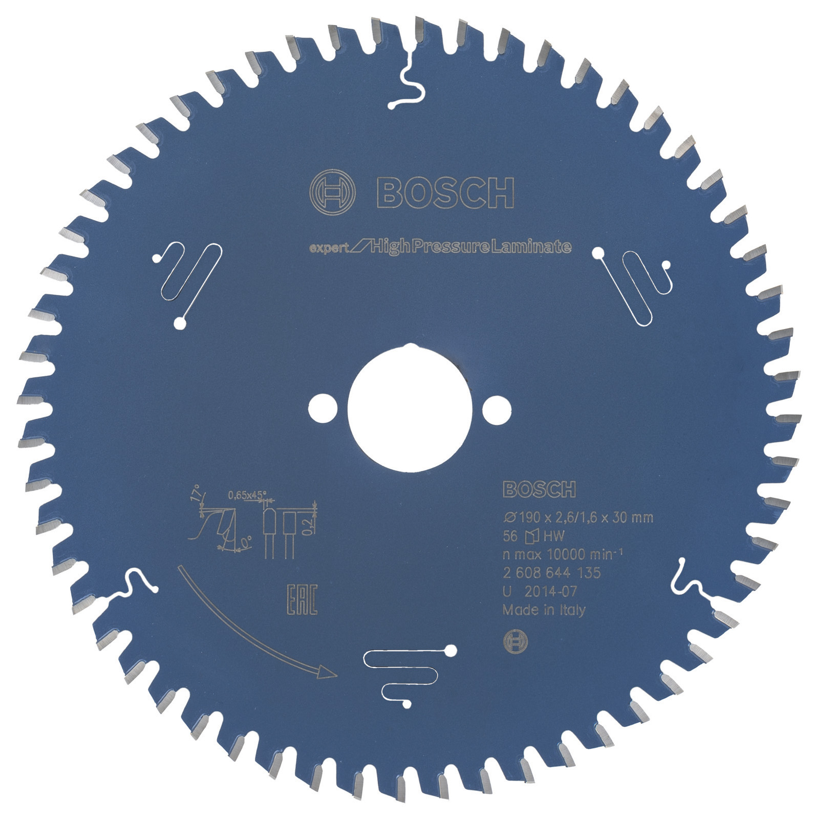 Bosch Kreissägeblatt Expert for High Pressure Laminate für Handkreissägen 190 x 30 x 2,6 mm 56 - 2608644135